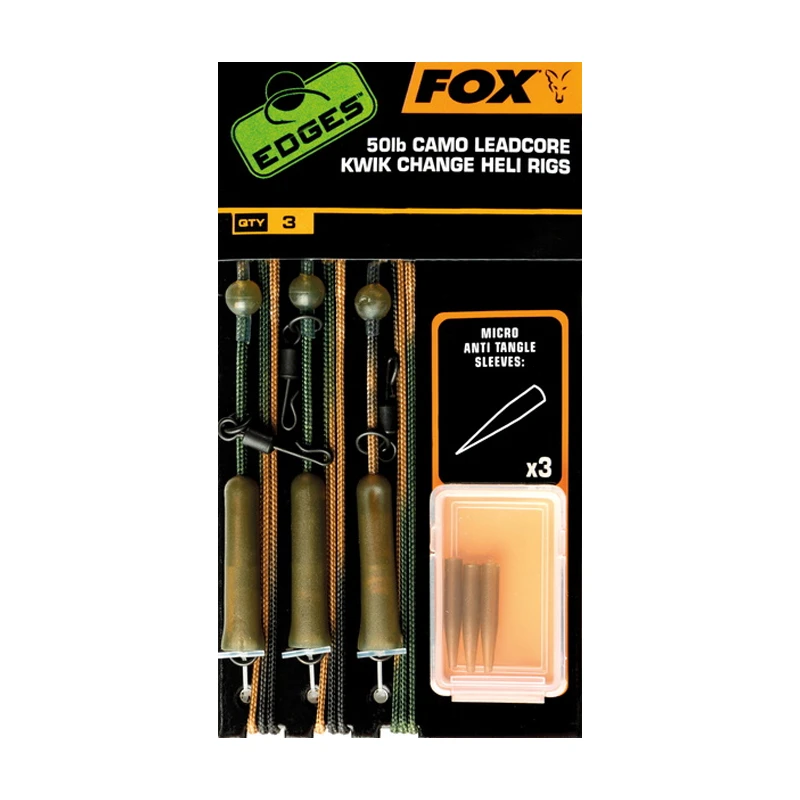 Fox Edges Ready Tied Camo Leadcore Heli Rig Leaders 3 Fox Edges Ready Tied Camo Leadcore Heli Rig Leaders