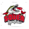 1-pack (10x9cm) Aufkleber Söder Sportfiske -Deutschland Darts Verkaufs-Shop klistermarke10x10 1